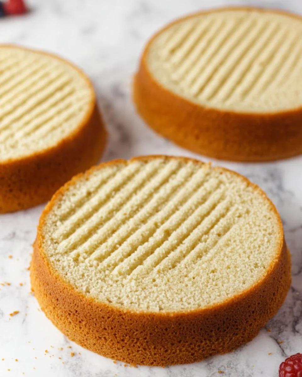 Vanilla cakes with the dome sliced off
