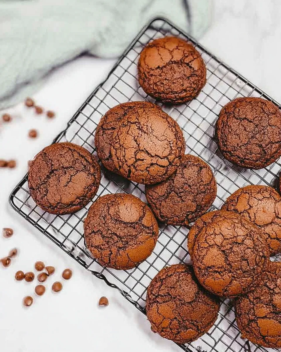 Chocolate cookies on a cooling rack, ready to eat. Chocolate cookies on a cooling rack, ready to eat.