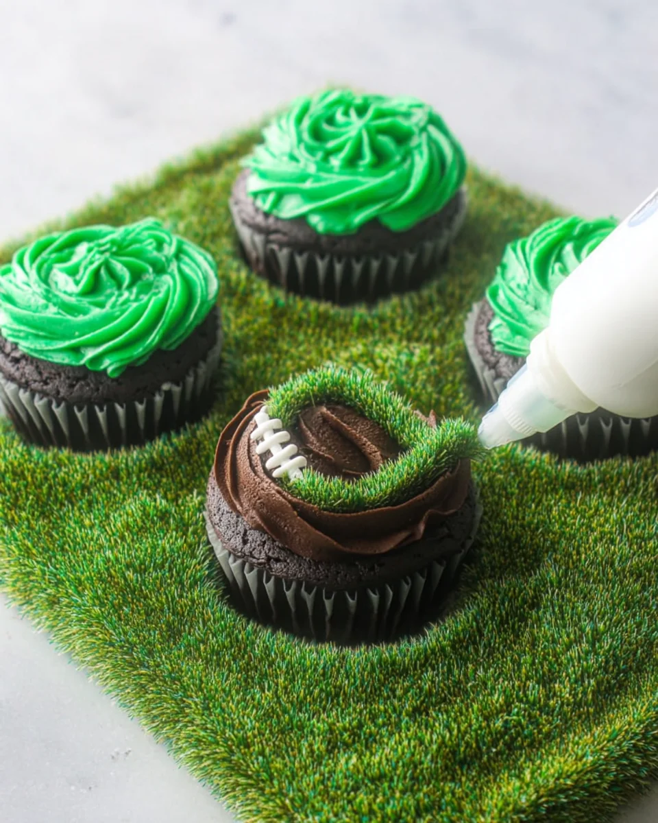 piping green grass around the football