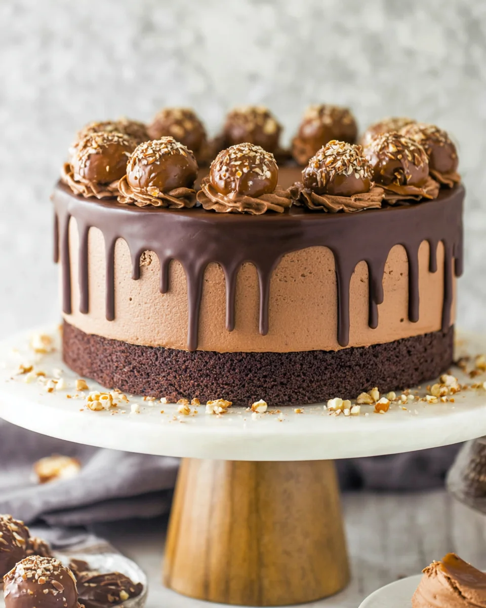 Made with 3 layers of moist chocolate cake, Nutella buttercream, and ganache, this Nutella Chocolate Cake recipe is rich & decadent. Nutella chocolate cake on a cake stand