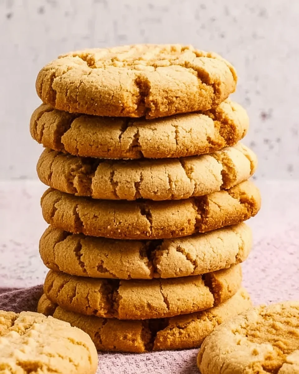 A stack of peanut butter cookies. A stack of peanut butter cookies.