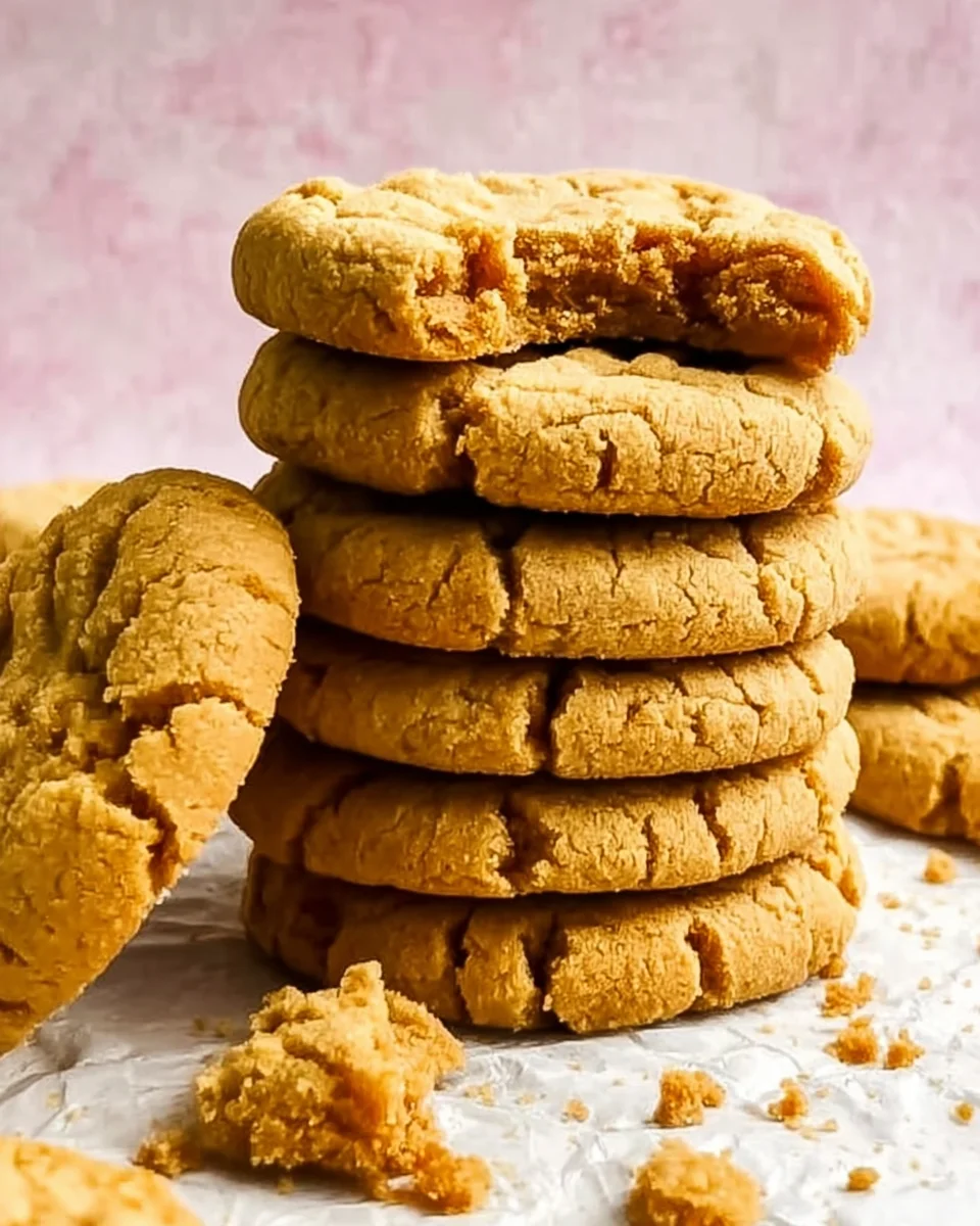 A stack of homemade peanut butter cookies. A stack of homemade peanut butter cookies.