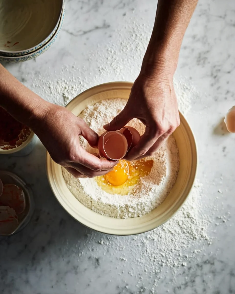 Someone breaking an egg in the bowl. Someone breaking an egg in the bowl.