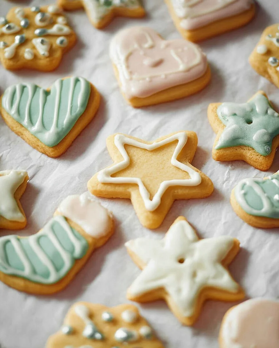 Star, stocking and heart shaped frosted cookies. Star, stocking and heart shaped frosted cookies.