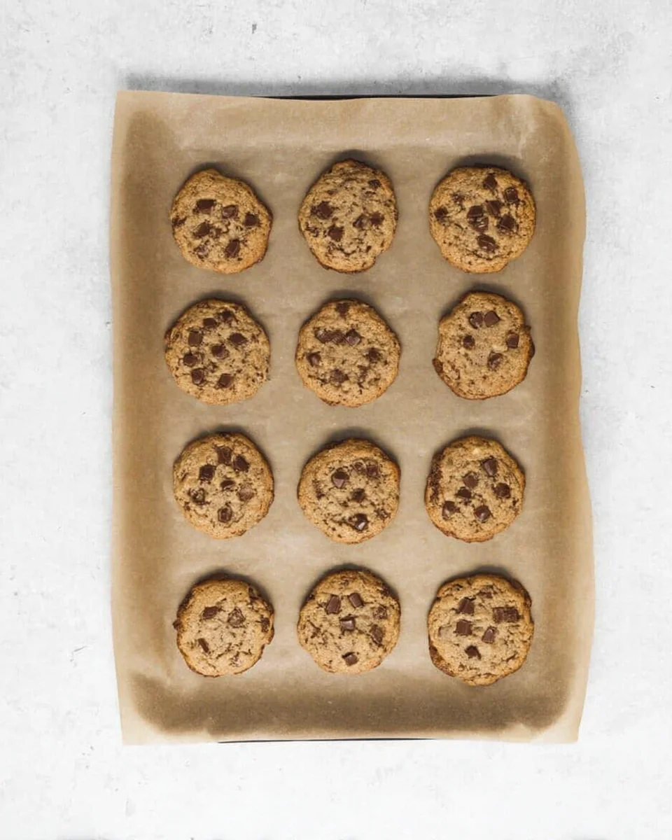 Oatmeal chocolate chip cookies on a baking sheet fresh out of the oven. Oatmeal chocolate chip cookies on a baking sheet fresh out of the oven.