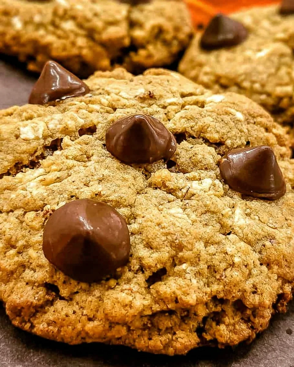 Close up of a Oatmeal chocolate chip cookie. Close up of a Oatmeal chocolate chip cookie.