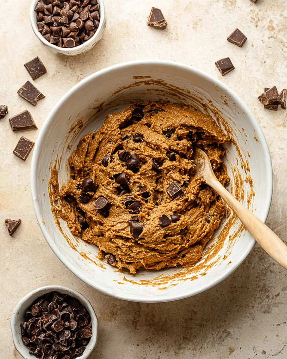 Brown-Butter-Dirty-Chai-Chocolate-Chip-Cookies-3-683x1024.jpg cookie dough in mixing bowl with spatula