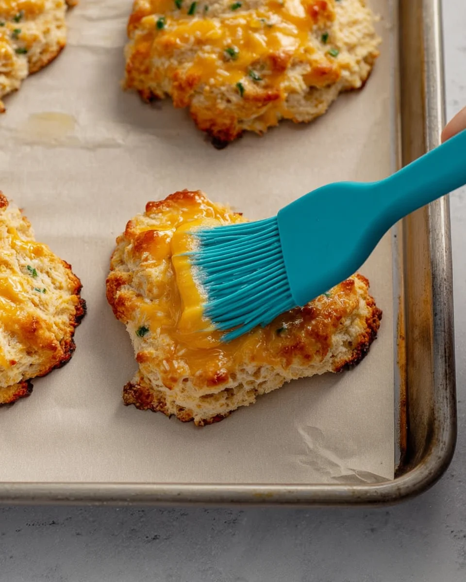 brushing biscuits with butter mixture