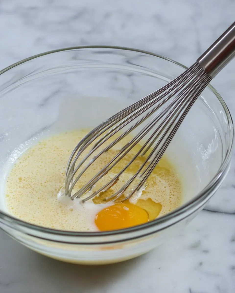 adding honey and milk to the eggs. adding honey and milk to the eggs.