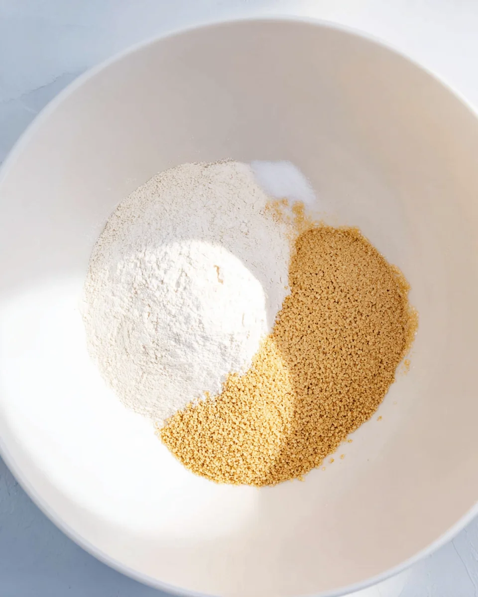 Dry ingredients in a bowl to make pie dough.