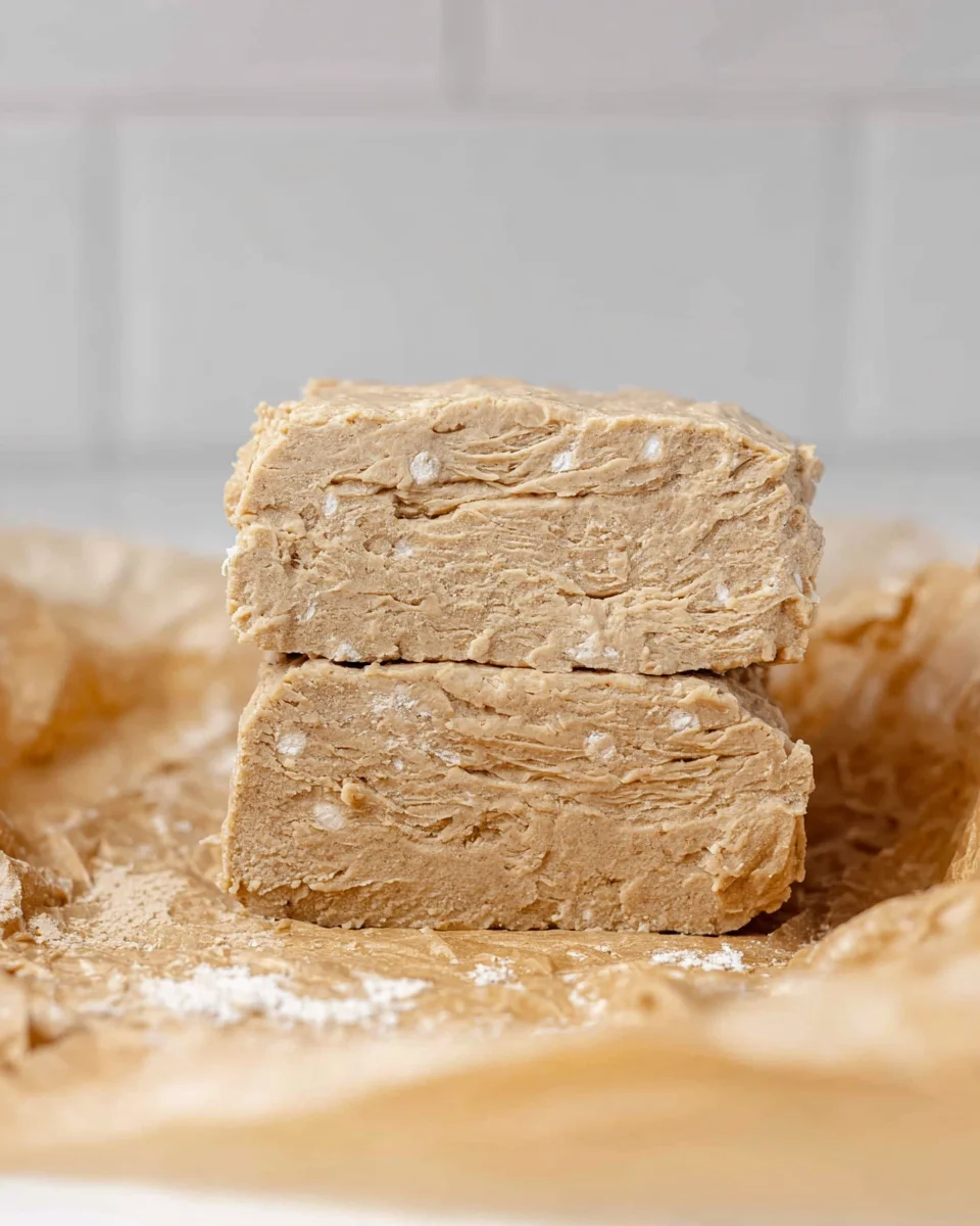 Graham cracker flour pie dough cut in half to show the butter and dough layers.