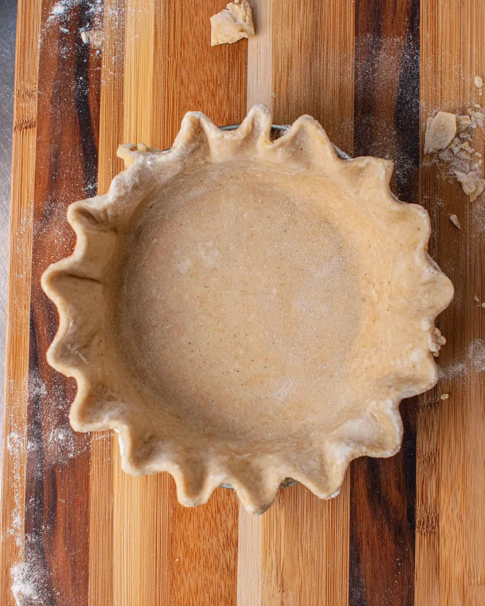 Pie crust with fluted edges.