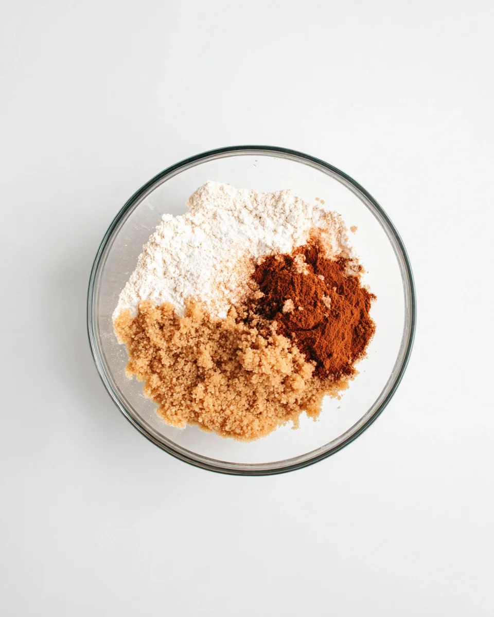 all the ingredients for streusel combined in a mixing bowl. all the ingredients for streusel combined in a mixing bowl.