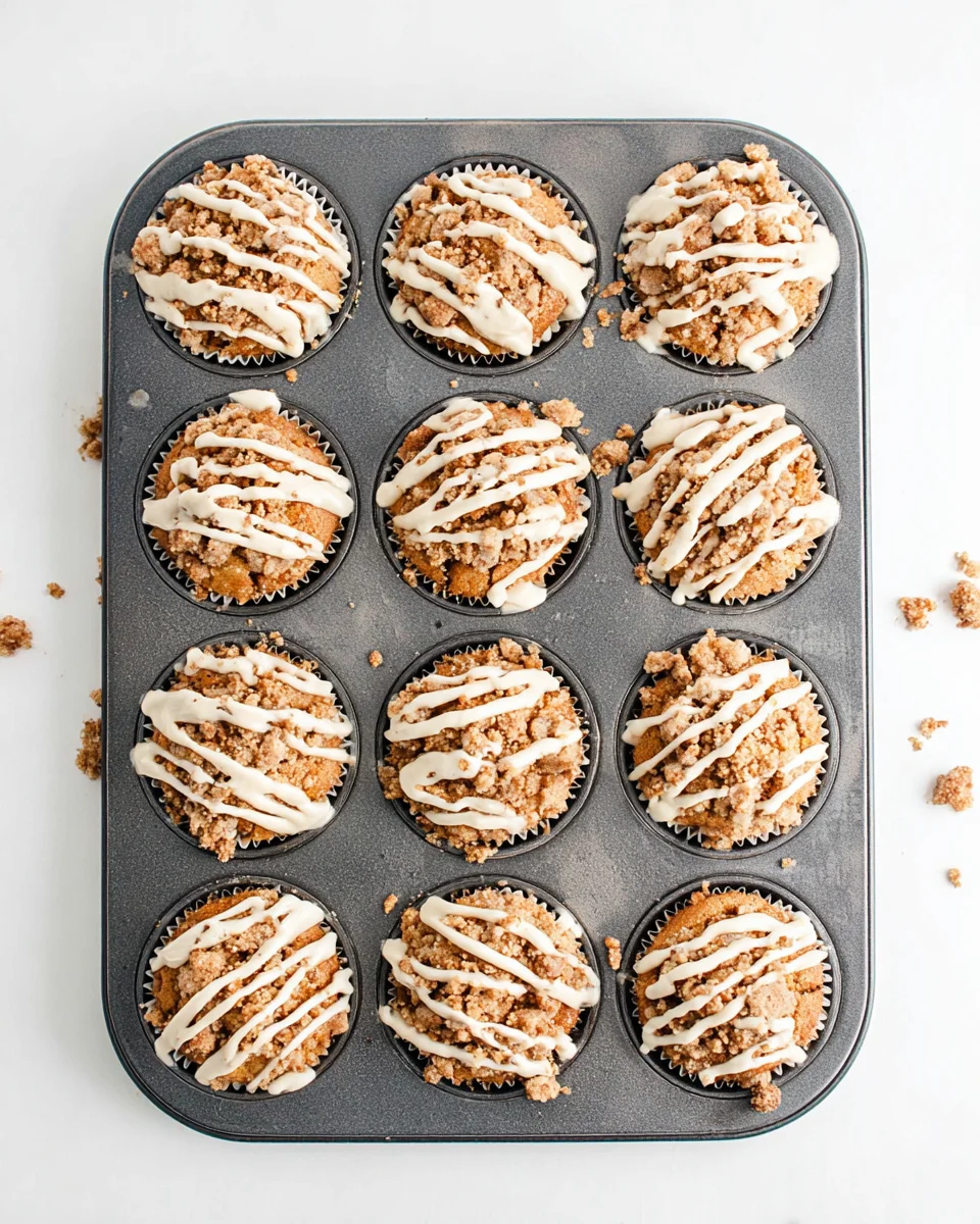 baked pumpkin spice muffins drizzled with cream cheese frosting. baked pumpkin spice muffins drizzled with cream cheese frosting.