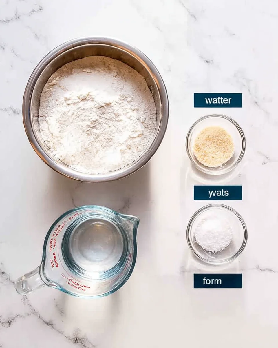 Ingredients in homemade No Knead Artisan style bread