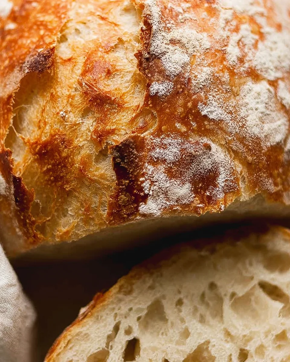 Close up of crispy crust of world's easiest yeast bread