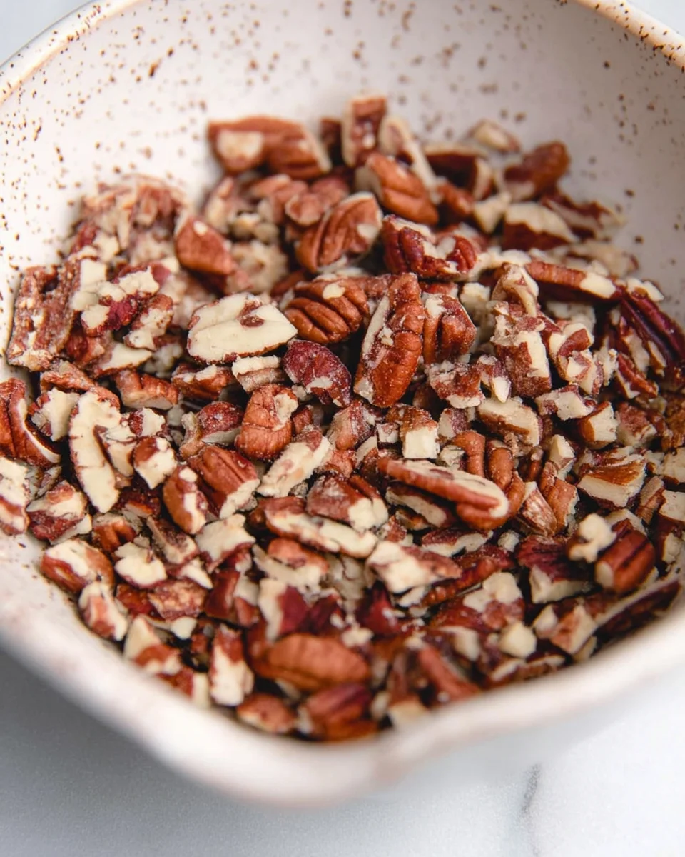 Toasted and chopped pecans in a small bowl