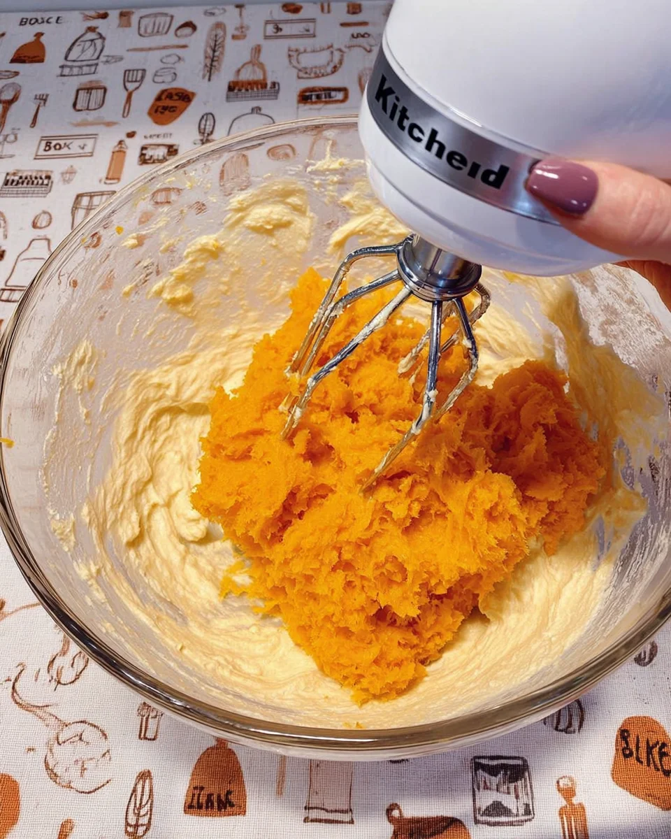 Add sweet potato to the wet ingredients.