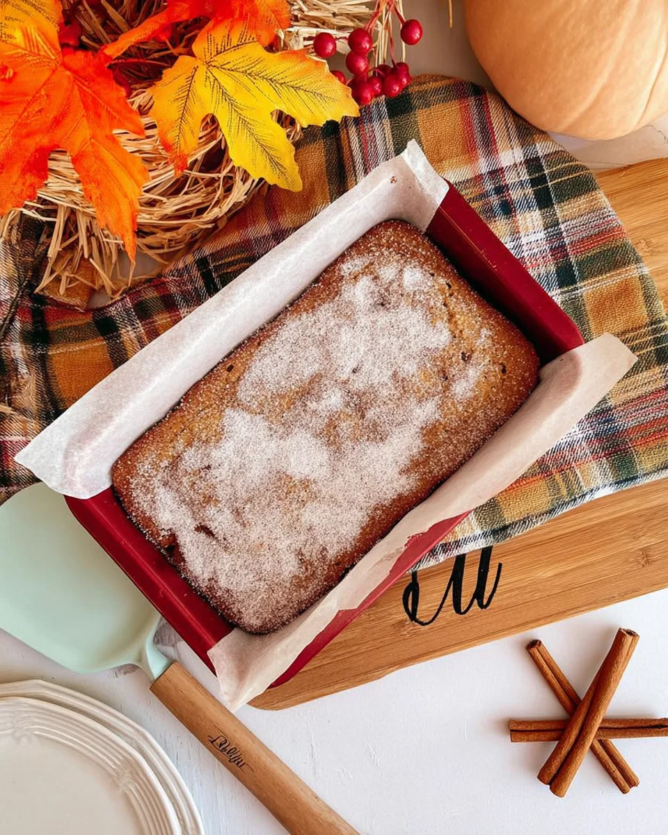 Baked loaf of sweet potato bread with cinnamon crunch topping.