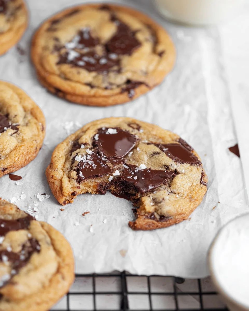 chocolate chip cookie with a bite out of it