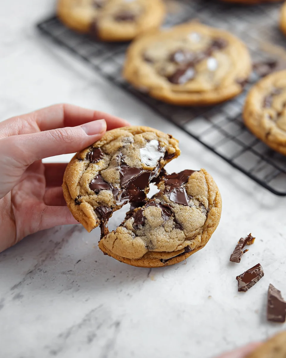 chocolate chip cookie fresh from the oven
