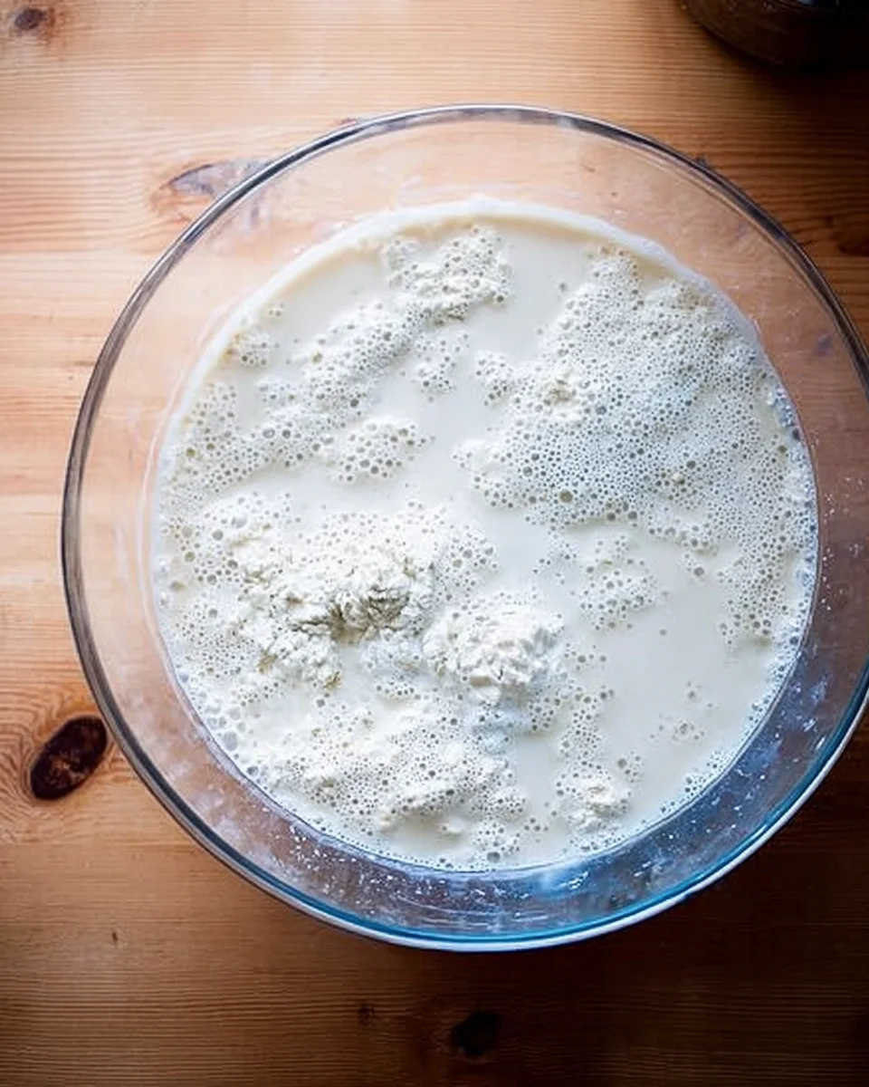 A bowl of ingredients to make thyme dinner rolls, unmixed. A bowl of ingredients to make thyme dinner rolls, unmixed.