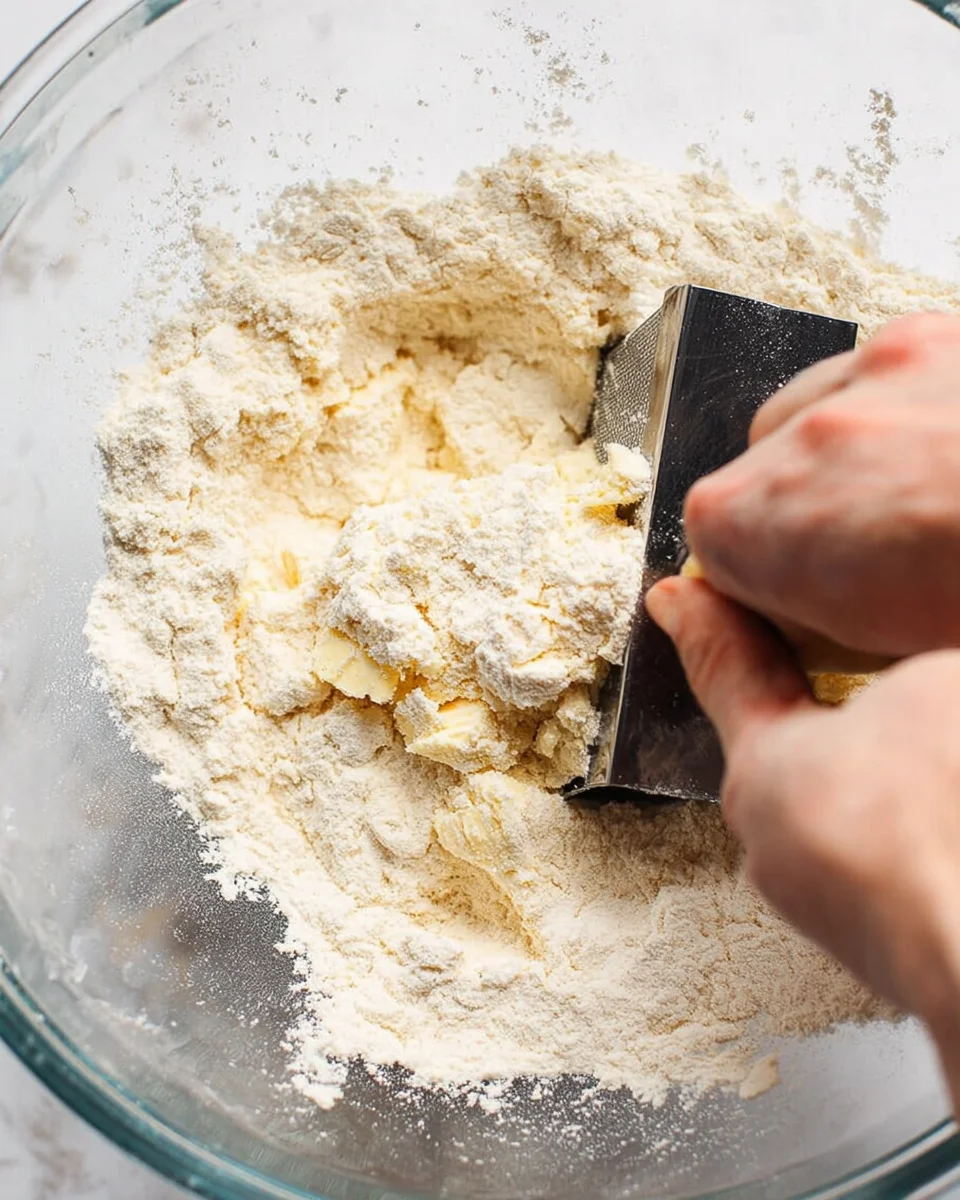 pastry cutter cutting butter into dry ingredients