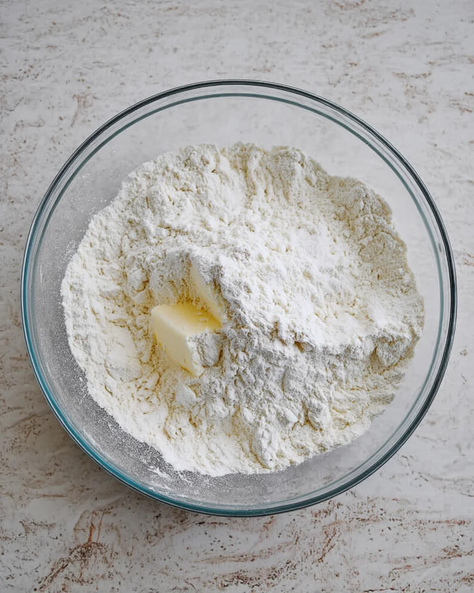 butter cut into flour mixture