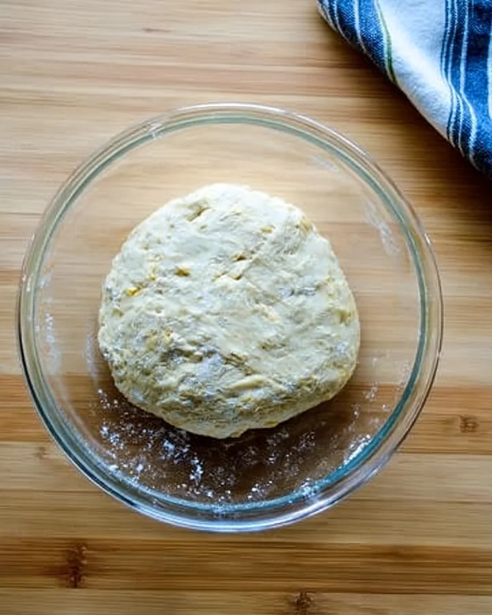 Risen pita bread dough in a bowl.