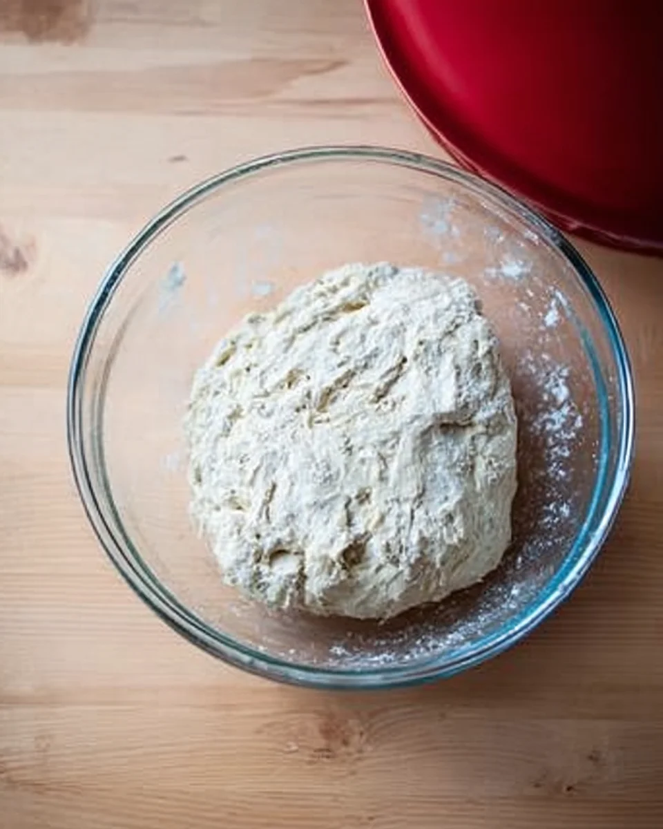 Just mixed sandwich bread dough in a large bowl.