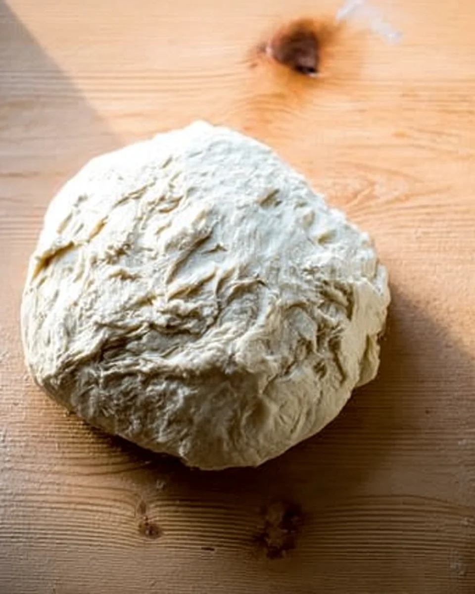 Soft pretzel dough turned out onto a countertop. Soft pretzel dough turned out onto a countertop.