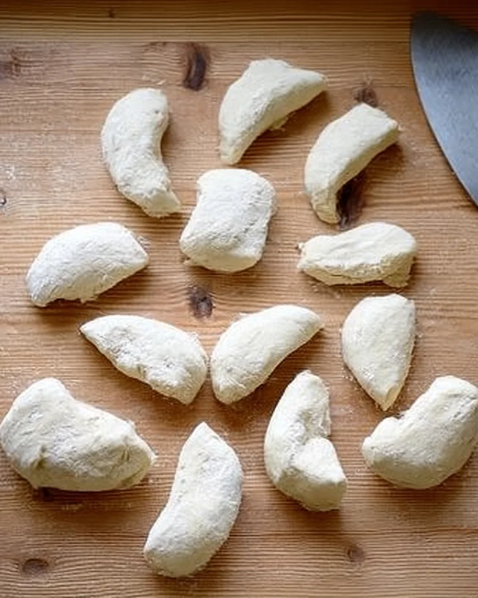 Portioned soft pretzel dough. Portioned soft pretzel dough.