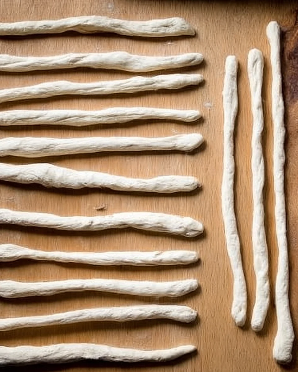 Logs of pretzel dough. Logs of pretzel dough.