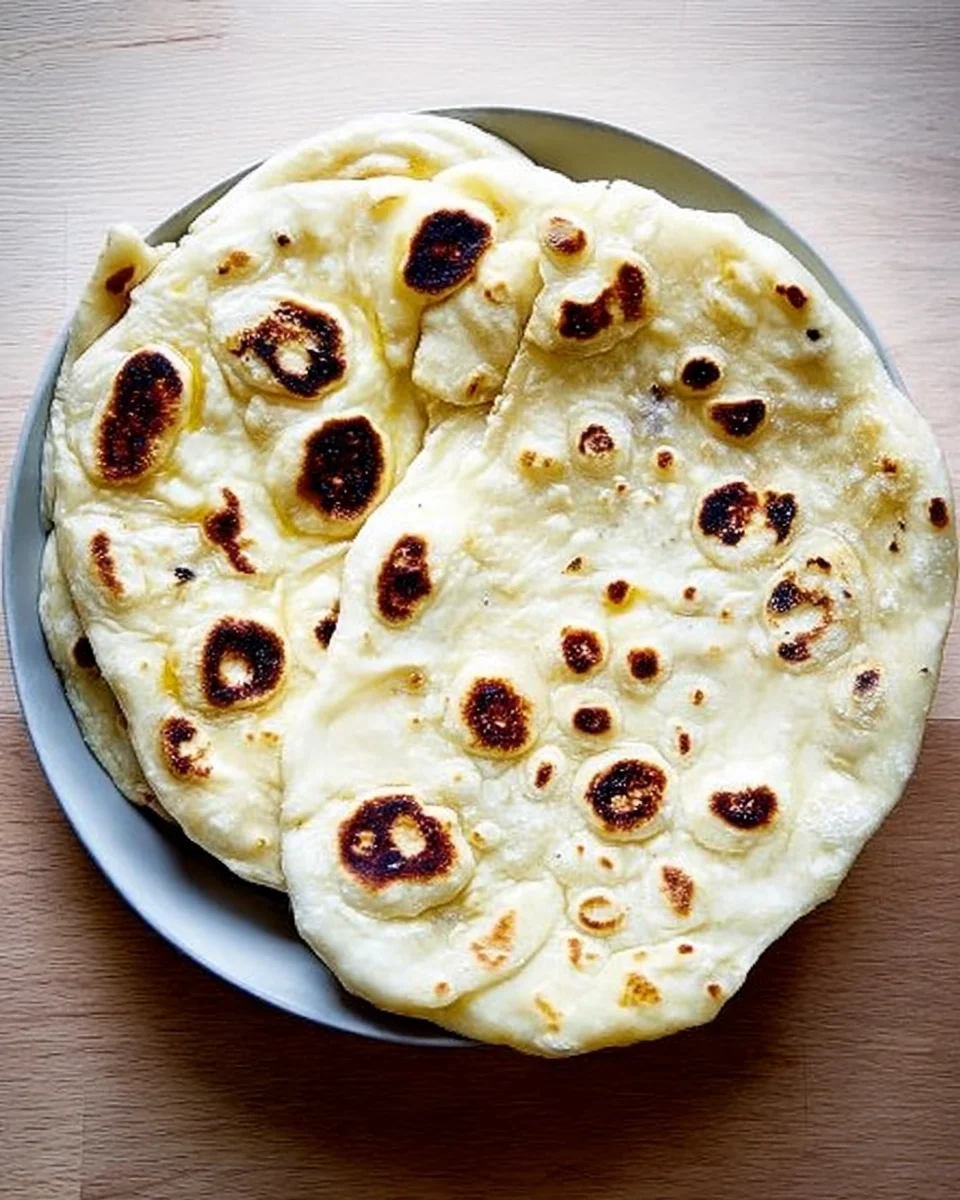 Fresh naan on a plate.