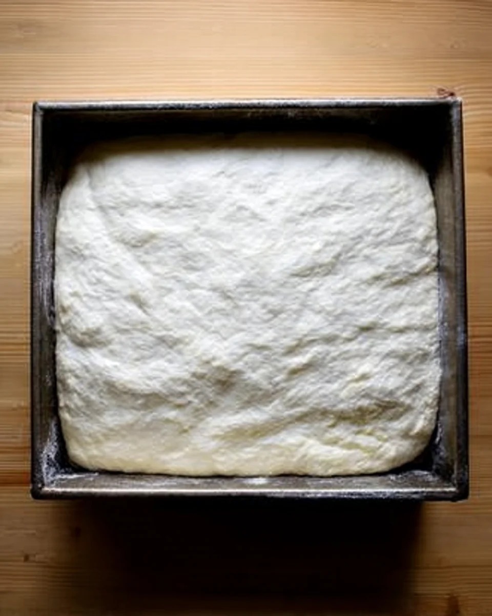 A bowl of naan dough, risen.