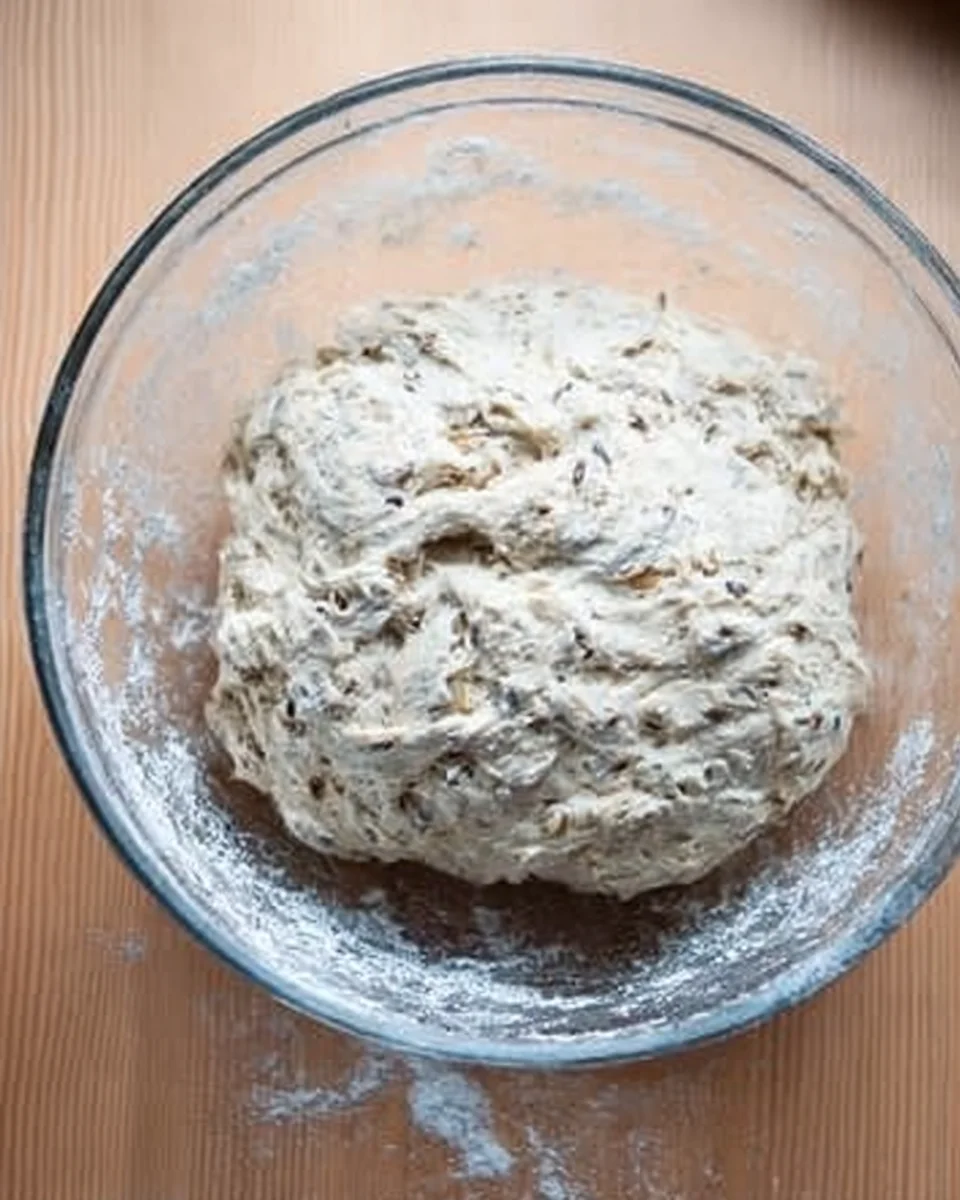 A ball of naan dough all mixed up.