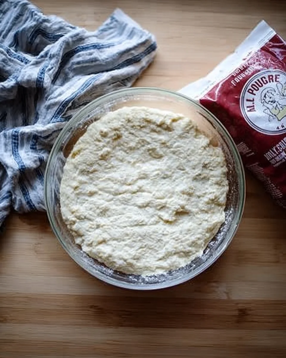 The dough for buttermilk pull-apart rolls risen in a bowl. The dough for buttermilk pull-apart rolls risen in a bowl.