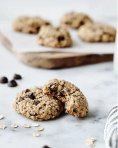Banana Oat Peanut Butter Cookies stacked and ready to serve.
