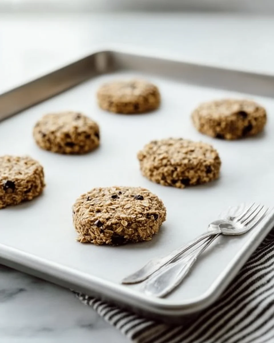 scooped cookie dough shaped on a piece of parchment paper ready to bake.