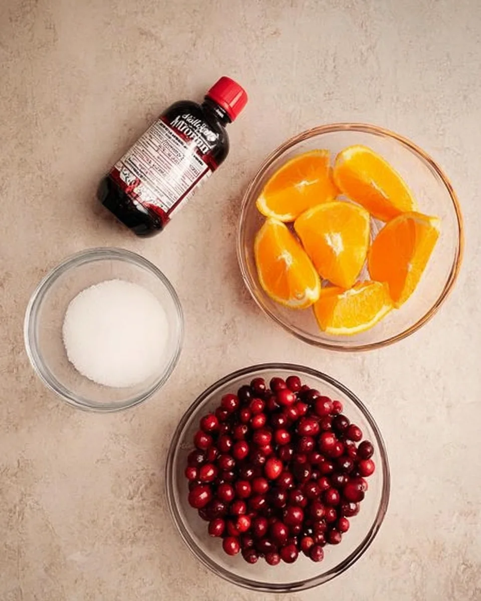 ingredients for cranberry filling in individual bowls.