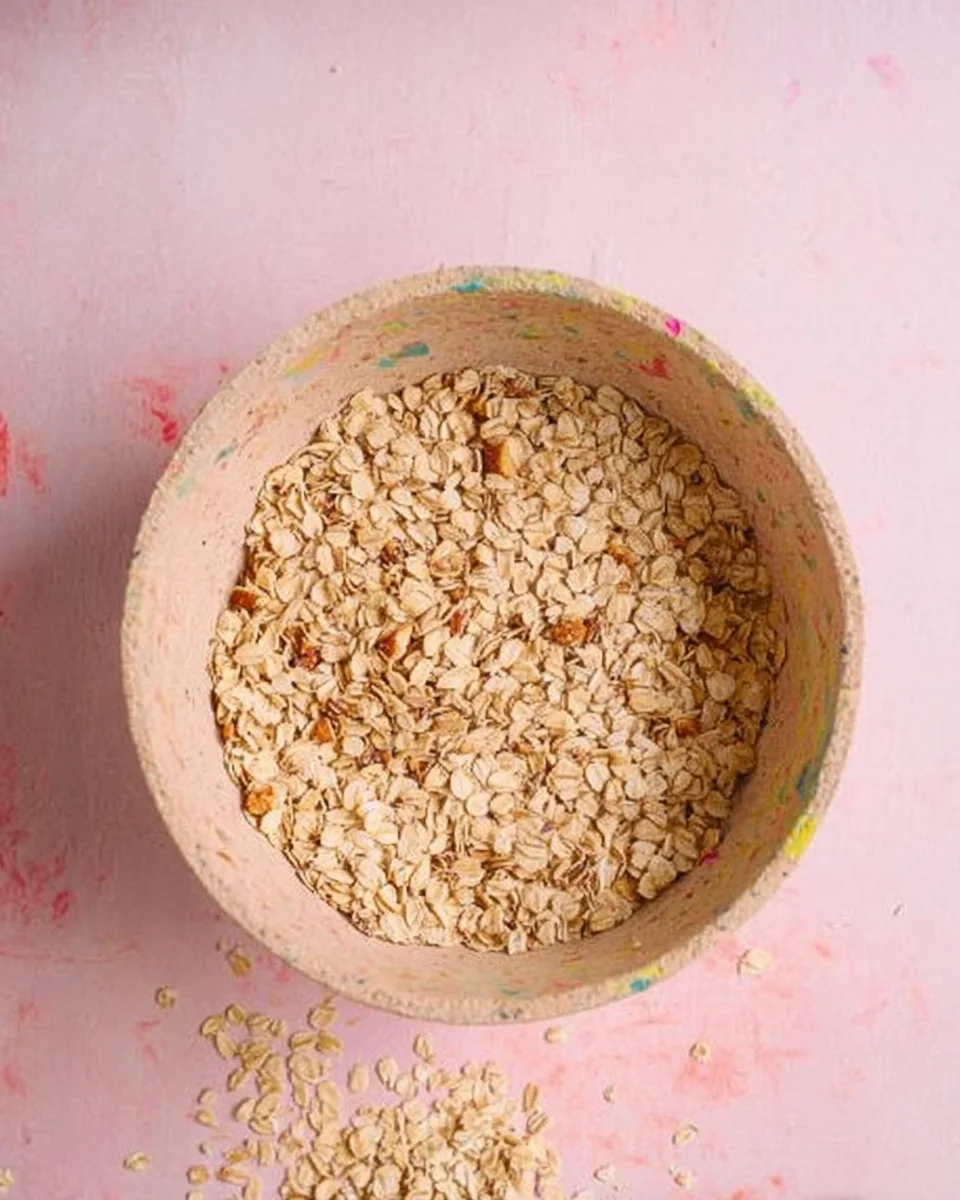 oats and chopped nuts in mixing bowl.