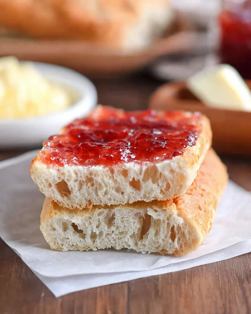 Half slice toasted bread with raspberry jam.