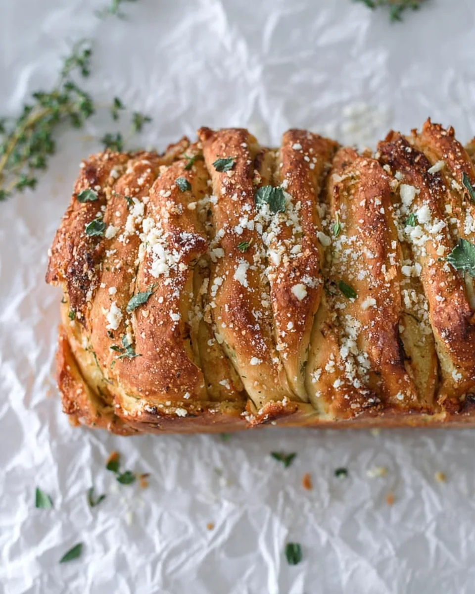 roasted garlic parmesan herb pull-apart bread I howsweeteats.com