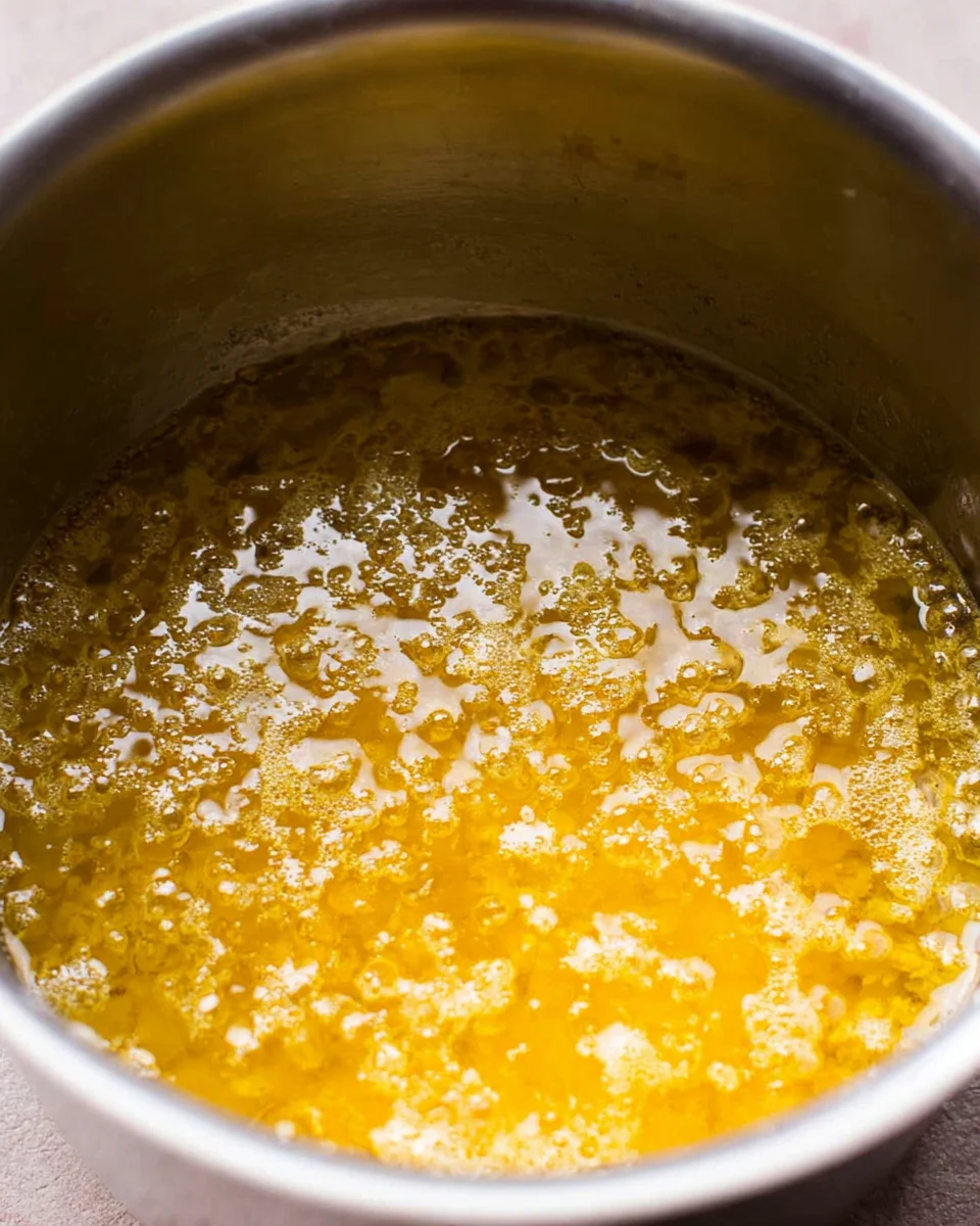 A pot of melted butter and garlic.