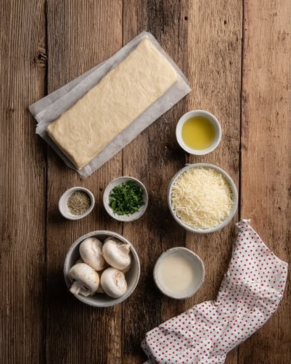 Ingredients to make mushroom puff pastries.
