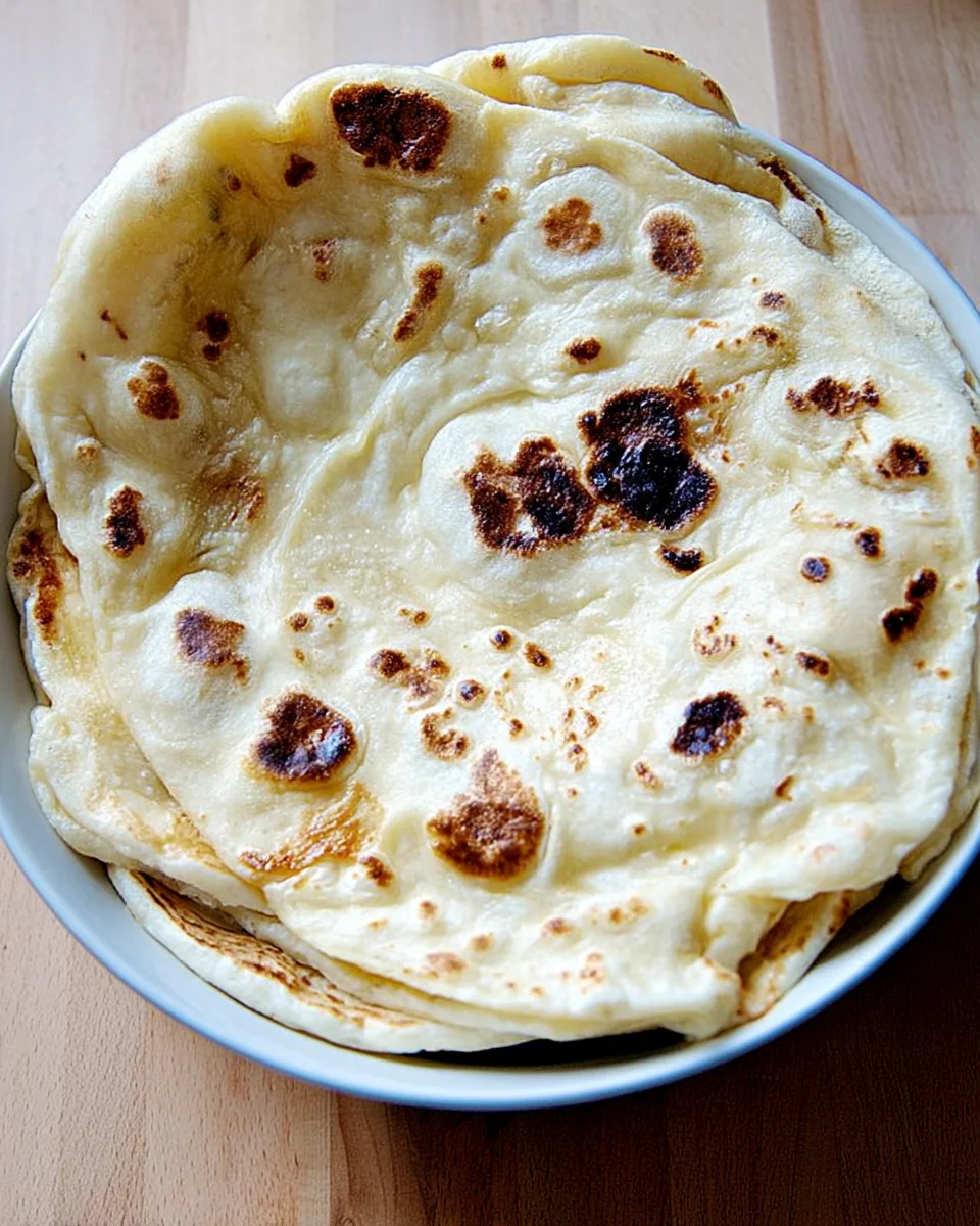 Homemade naan in a platter.