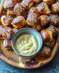 pretzel bites with mustard.