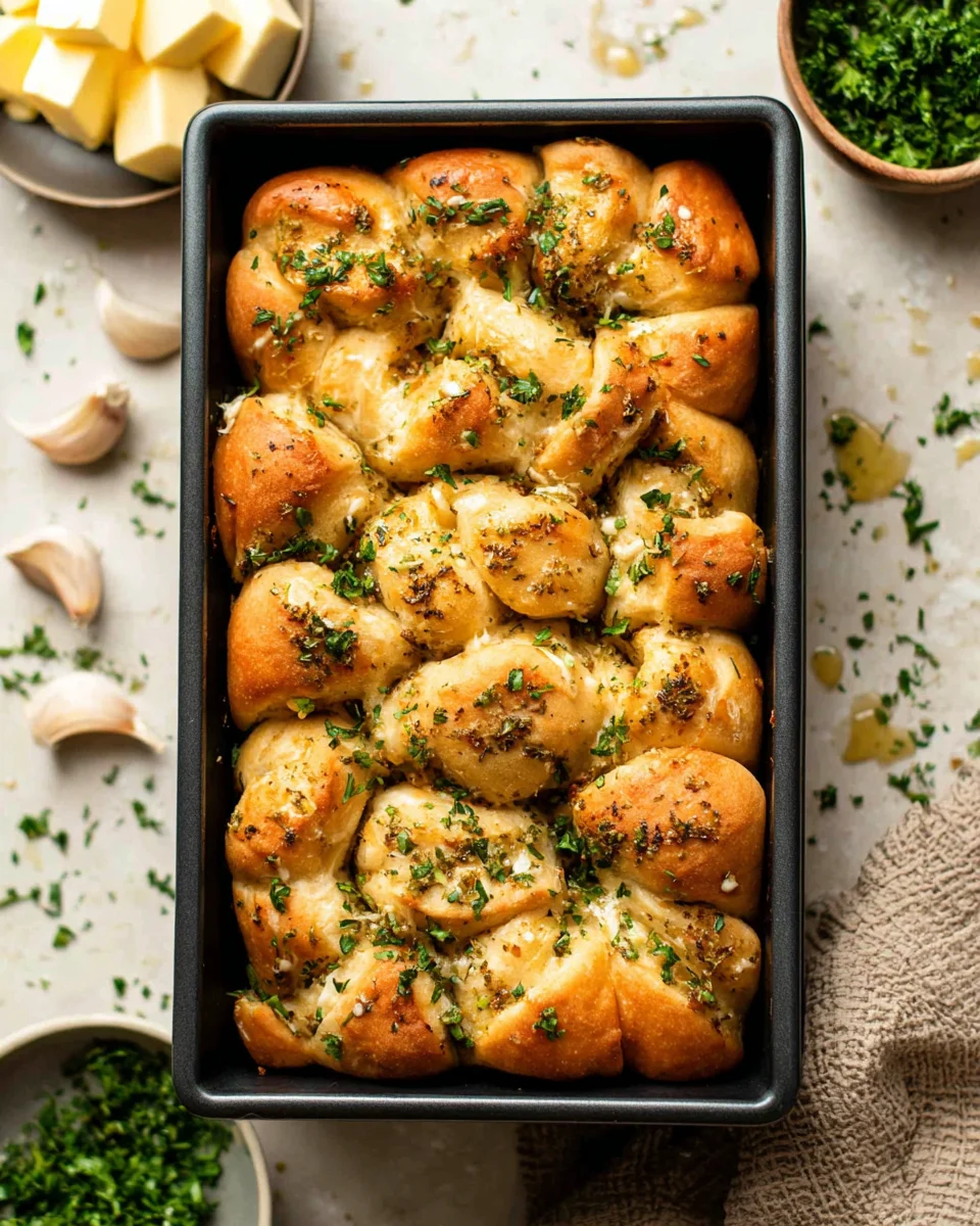 pull-apart-garlic-bread.jpg Homemade Pull Apart Garlic Bread is fluffy, buttery, flavourful, and tears easily for optimal sharing. You won't be able to stop grabbing these bites! | aheadofthyme.com