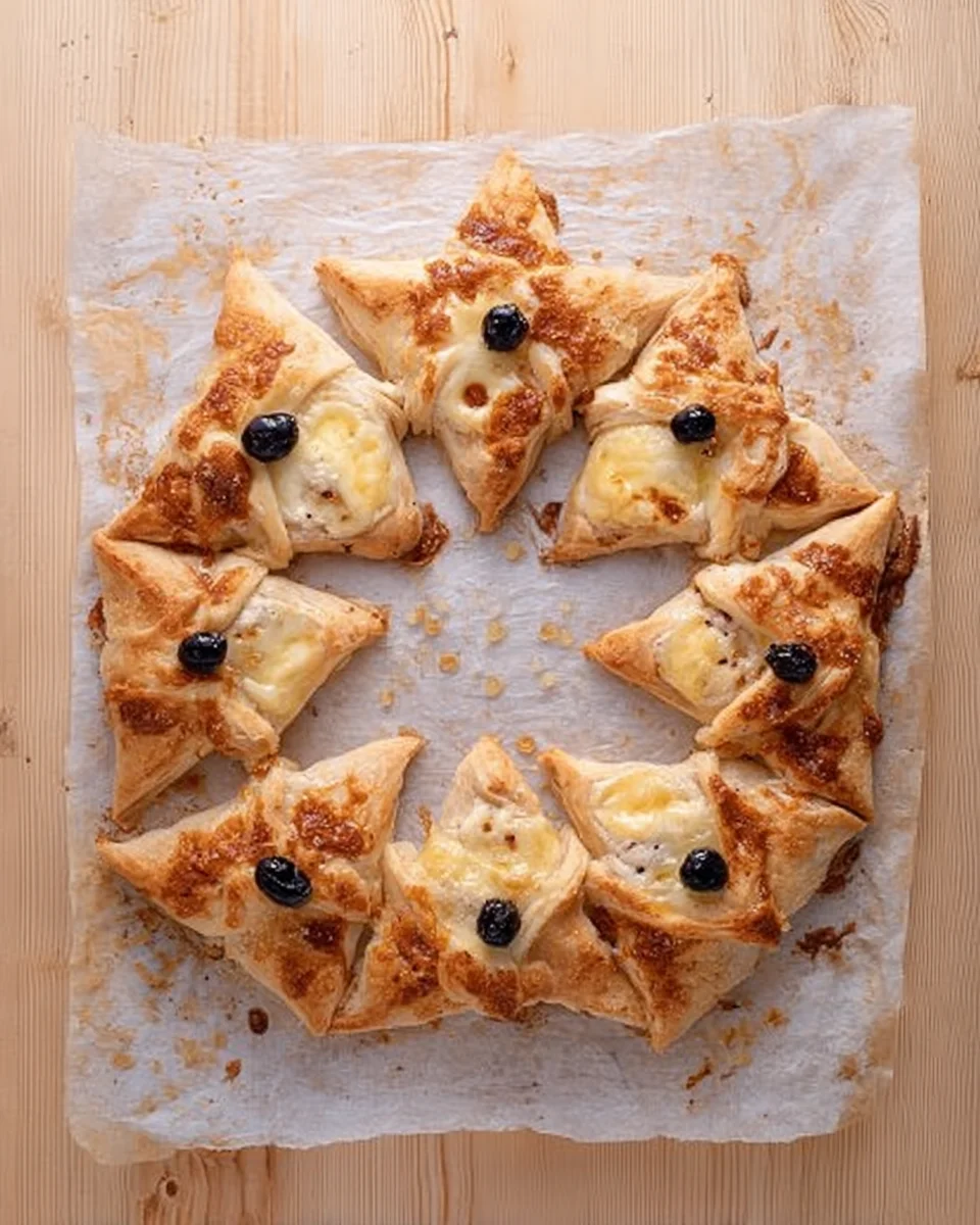 The baked star on parchment paper.