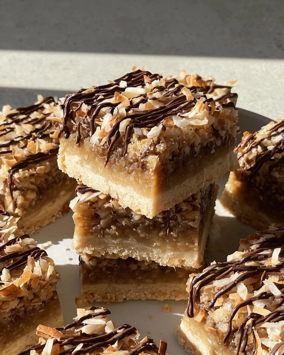 Paleo samoa cookie bars.